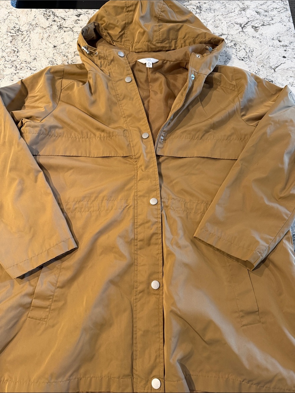 Time and Tru Hooded Trench Coat in Tan